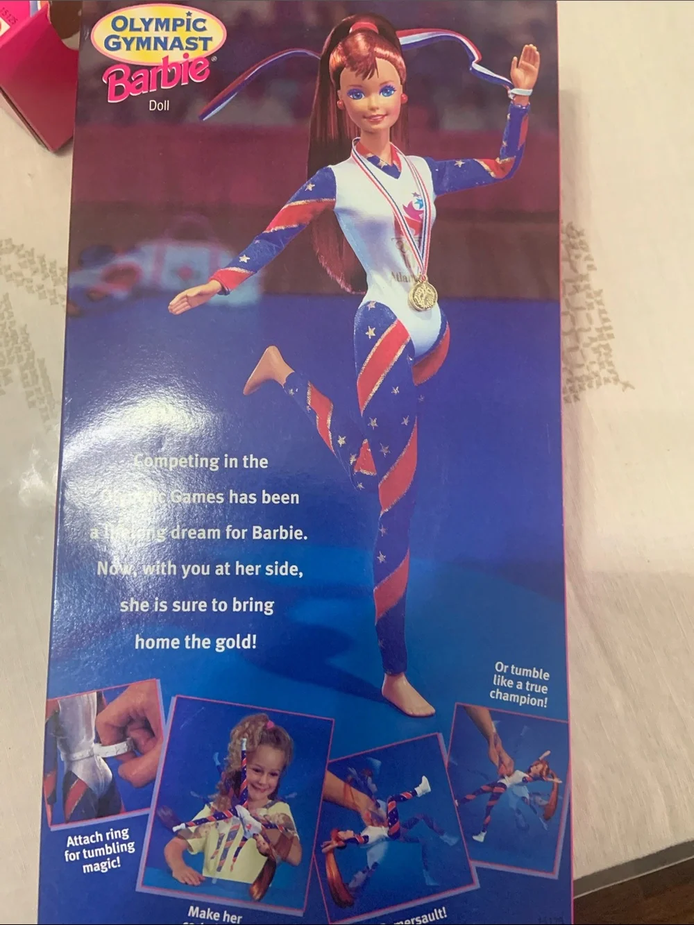 Barbie Olympic Gymnast Doll - Pink, Blue & White Outfit with Medal